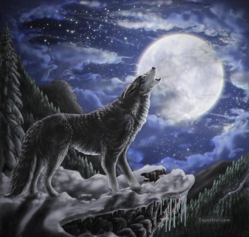 Lobo Painting - Luna de lobo